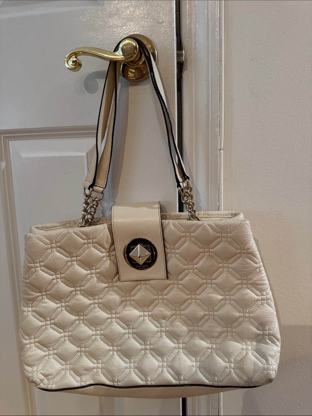kate spade Cream Quilted Shoulder Bag with Chain-Strap